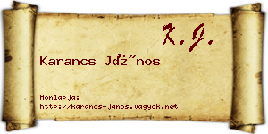 Karancs János névjegykártya